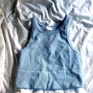 light blue textured stretchy tank top